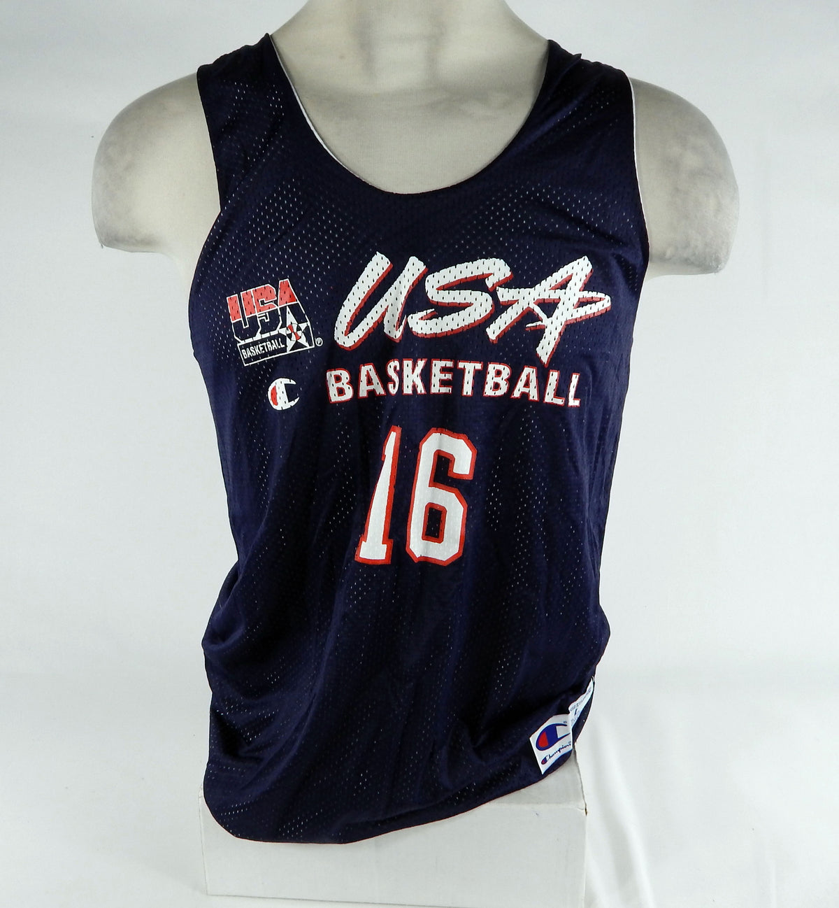 1990s Team USA Basketball #16 Game Issued Navy Practice Jersey L DP68591