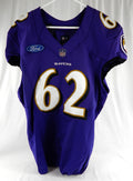 2014 Baltimore Ravens #62 Game Used Purple Practice Jersey Ford Patch 46 881