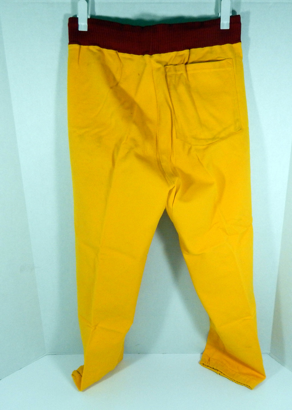 1980s IUPUI Metros Game Used Yellow Pants Sand Knit M 608 Pic2