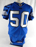 2004 Detroit Lions Ernie Sims #50 Game Issued Blue Jersey 48 015