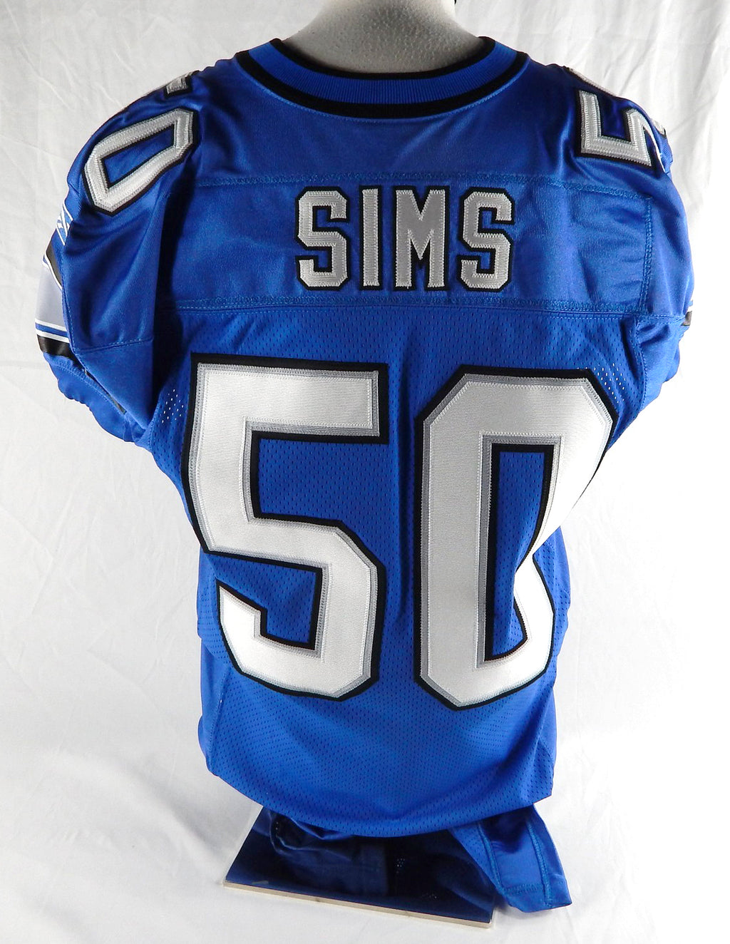 2004 Detroit Lions Ernie Sims #50 Game Issued Blue Jersey 48 015 Pic2