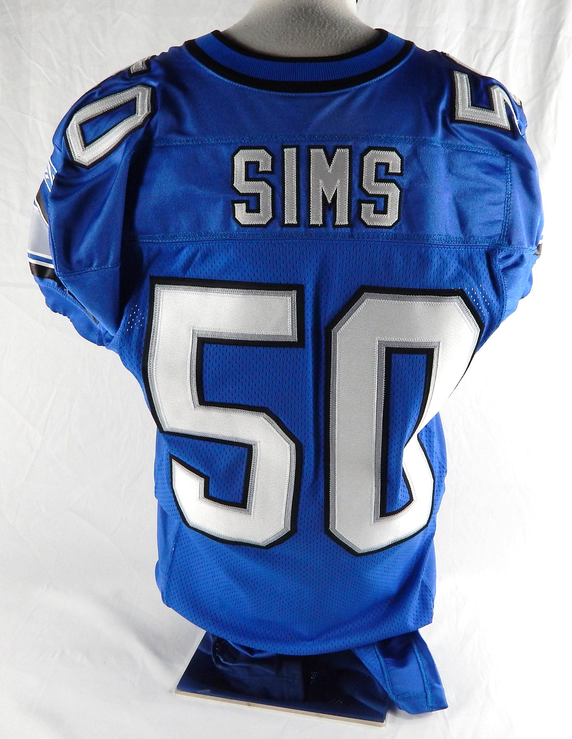 2004 Detroit Lions Ernie Sims #50 Game Issued Blue Jersey 48 015 Pic2