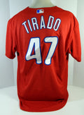 Philadelphia Phillies Alberto Tirado #47 Game Used Red Jersey Ext S Training 4