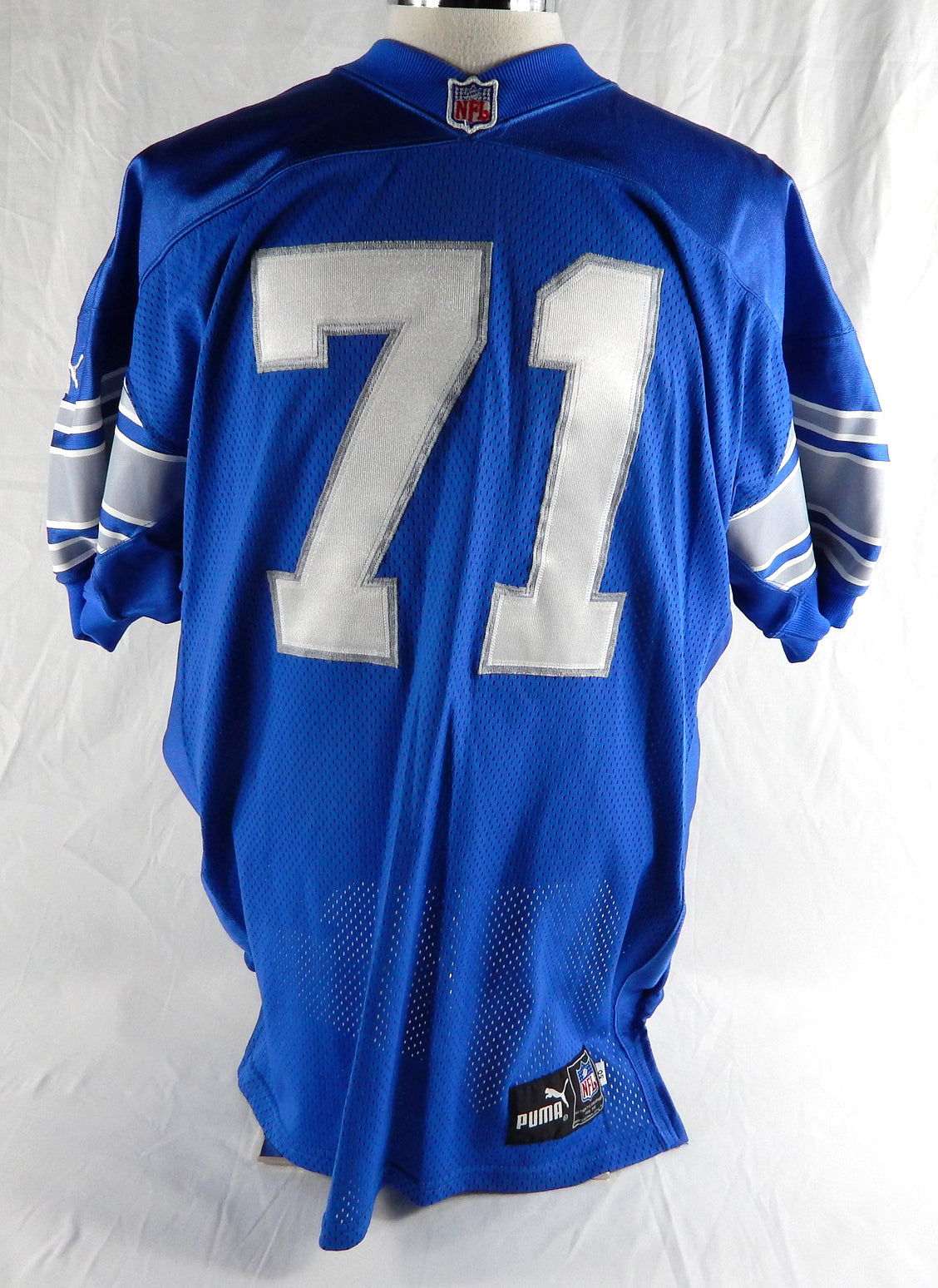 1999 Detroit Lions Aaron Gibson #71 Game Issued Blue Jersey 50 018