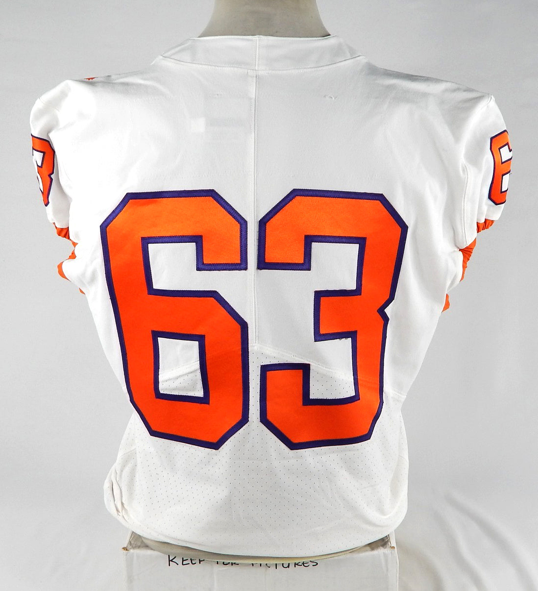 2018-22 Clemson Tigers #63 Game Used White Jersey NP Rem 46 762 Pic2