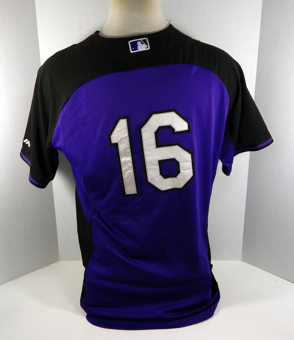 2014-15 Colorado Rockies #16 Game Used Black Jersey Batting Practice ST DP02013