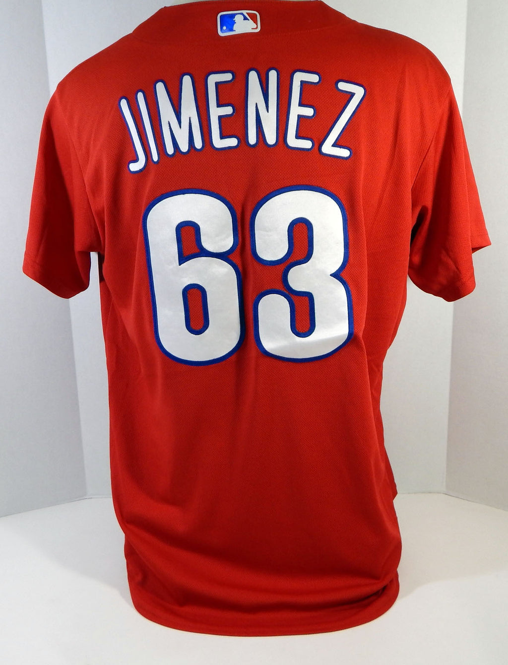 Philadelphia Phillies Jimenez #63 Game Used Red Jersey Ext Spring Training L 8