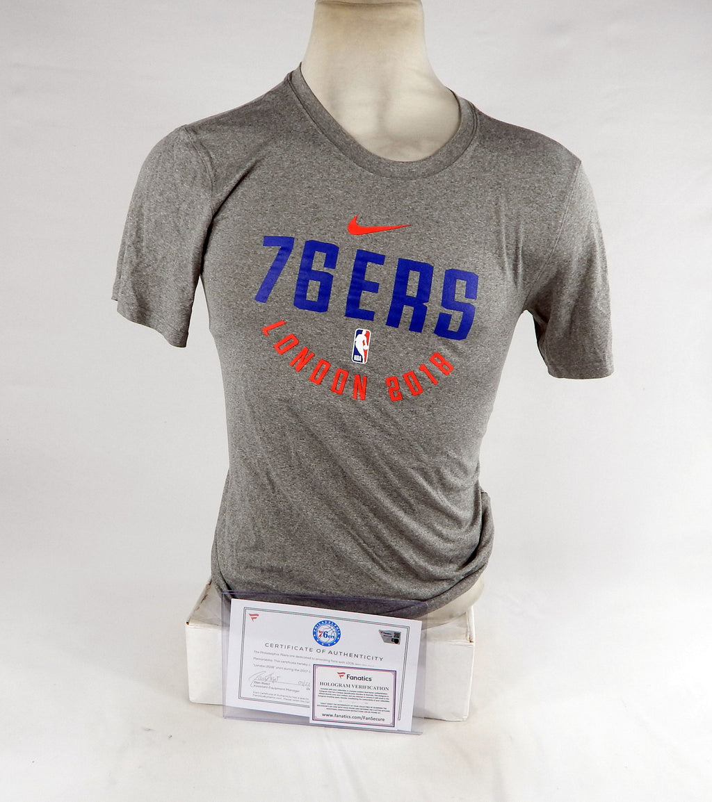 2017-18 Philadelphia 76ers Game Used Grey Shirt London S DP76855
