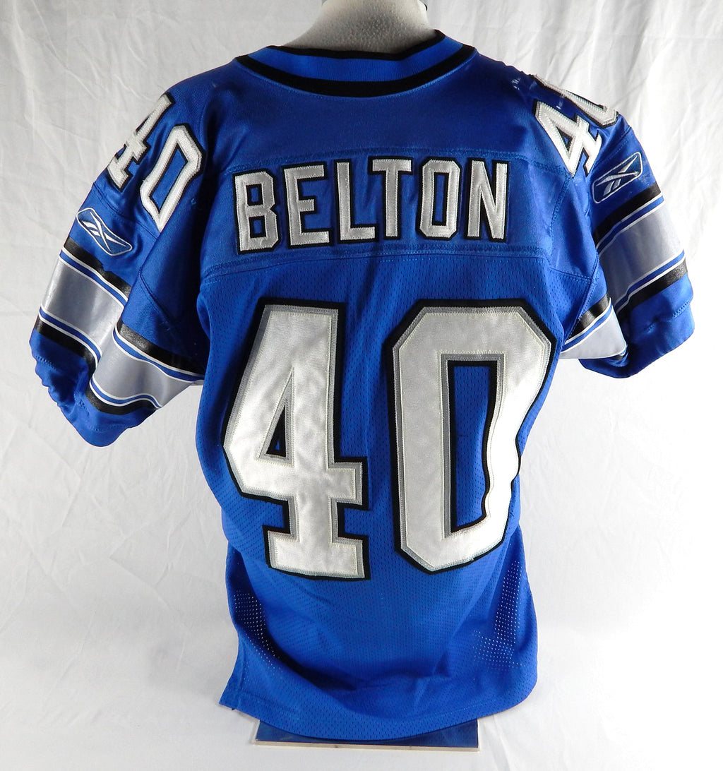 2003 Detroit Lions Keith Belton #40 Game Used Blue Jersey 46 022 Pic2