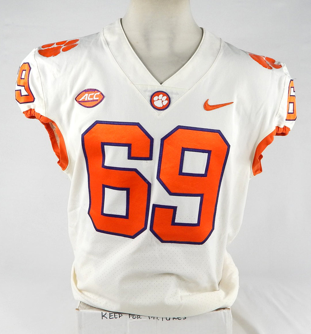 2018-22 Clemson Tigers #69 Game Used White Jersey NP R 46 765