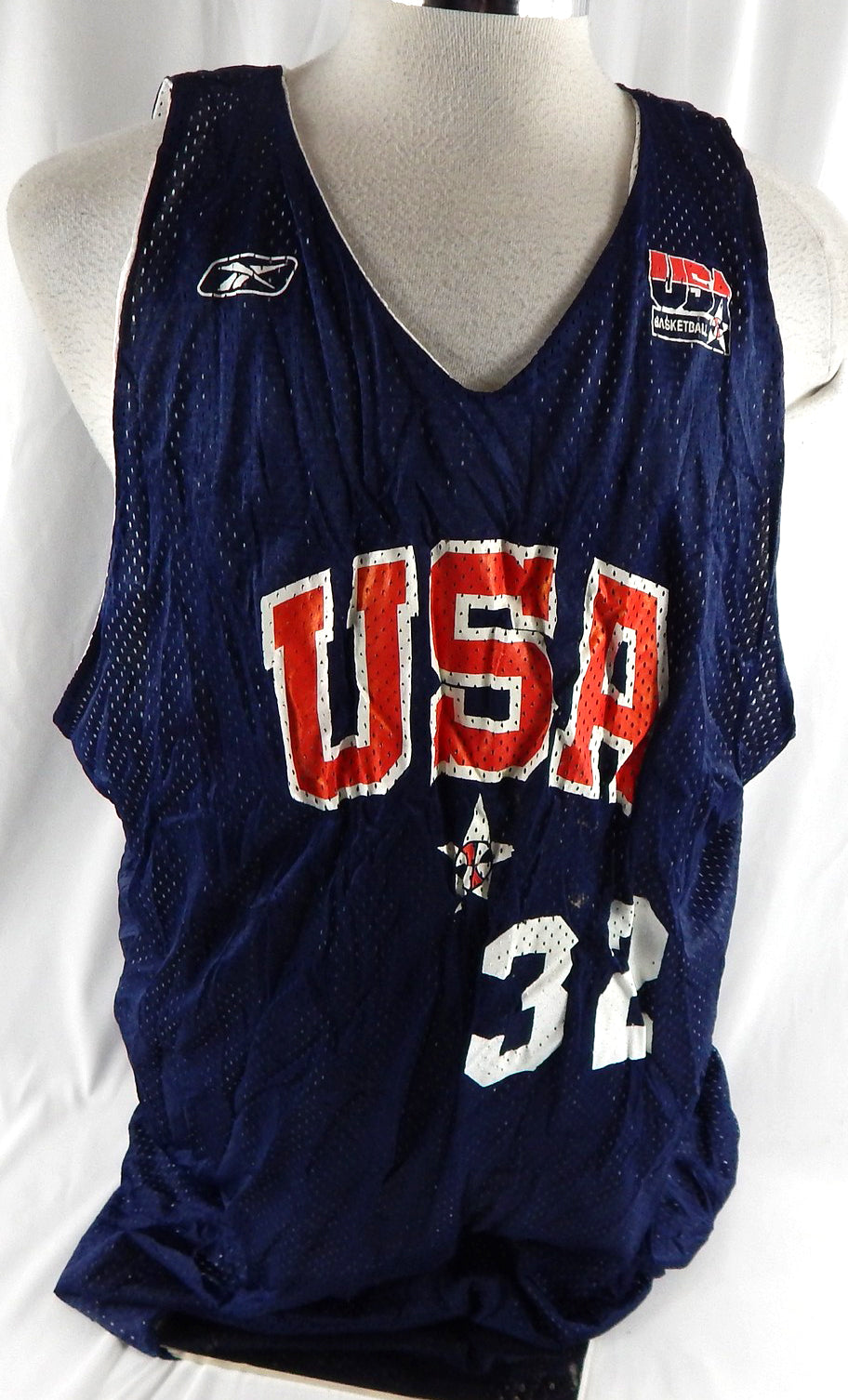 2002-04 Team USA Basketball #32 Game Issued Navy Practice Jersey XXL 036