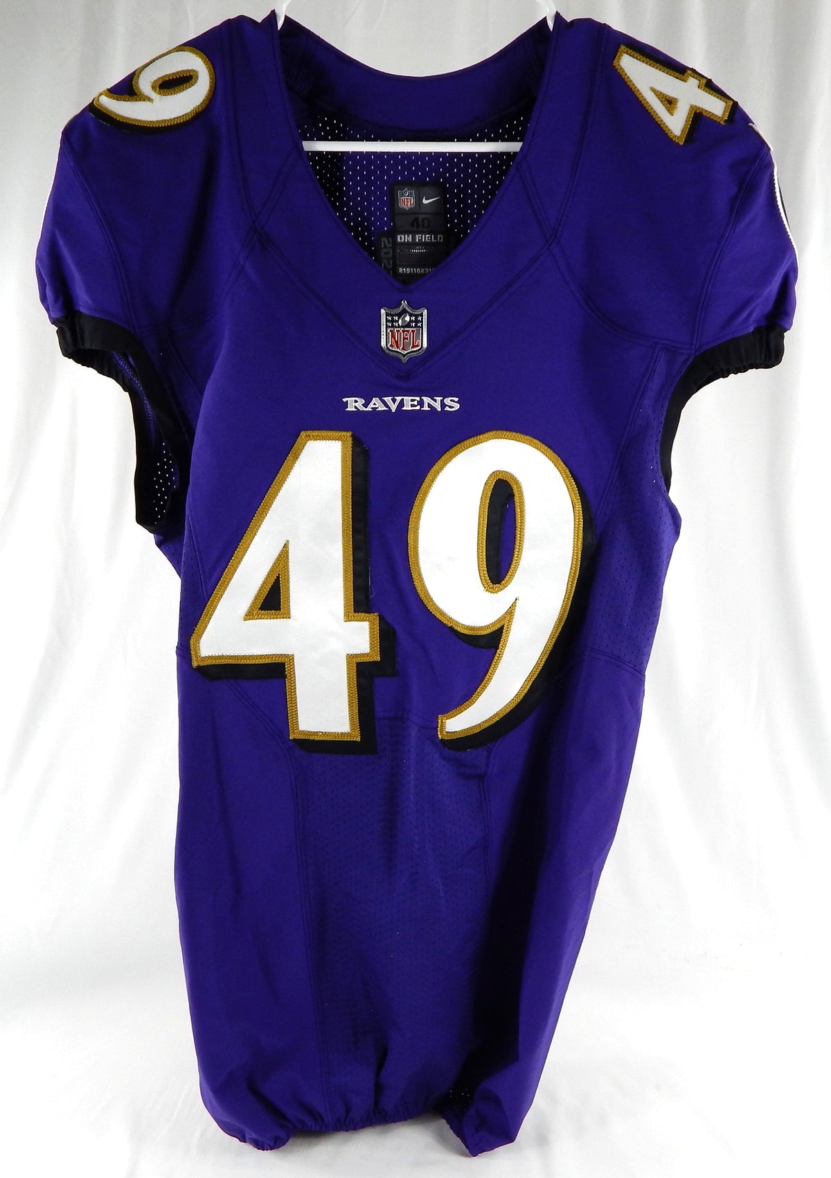 2022 Baltimore Ravens #49 Game Issued Purple Jersey NP Rem 40 890