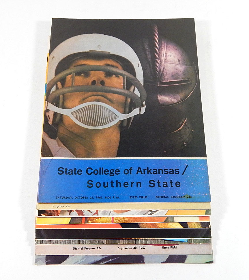 Lot of (9) Different 1967 & 1968 State College of Arkansas Football Programs