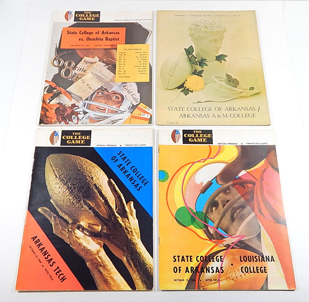 Lot of (9) Different 1967 & 1968 State College of Arkansas Football Programs Pic2
