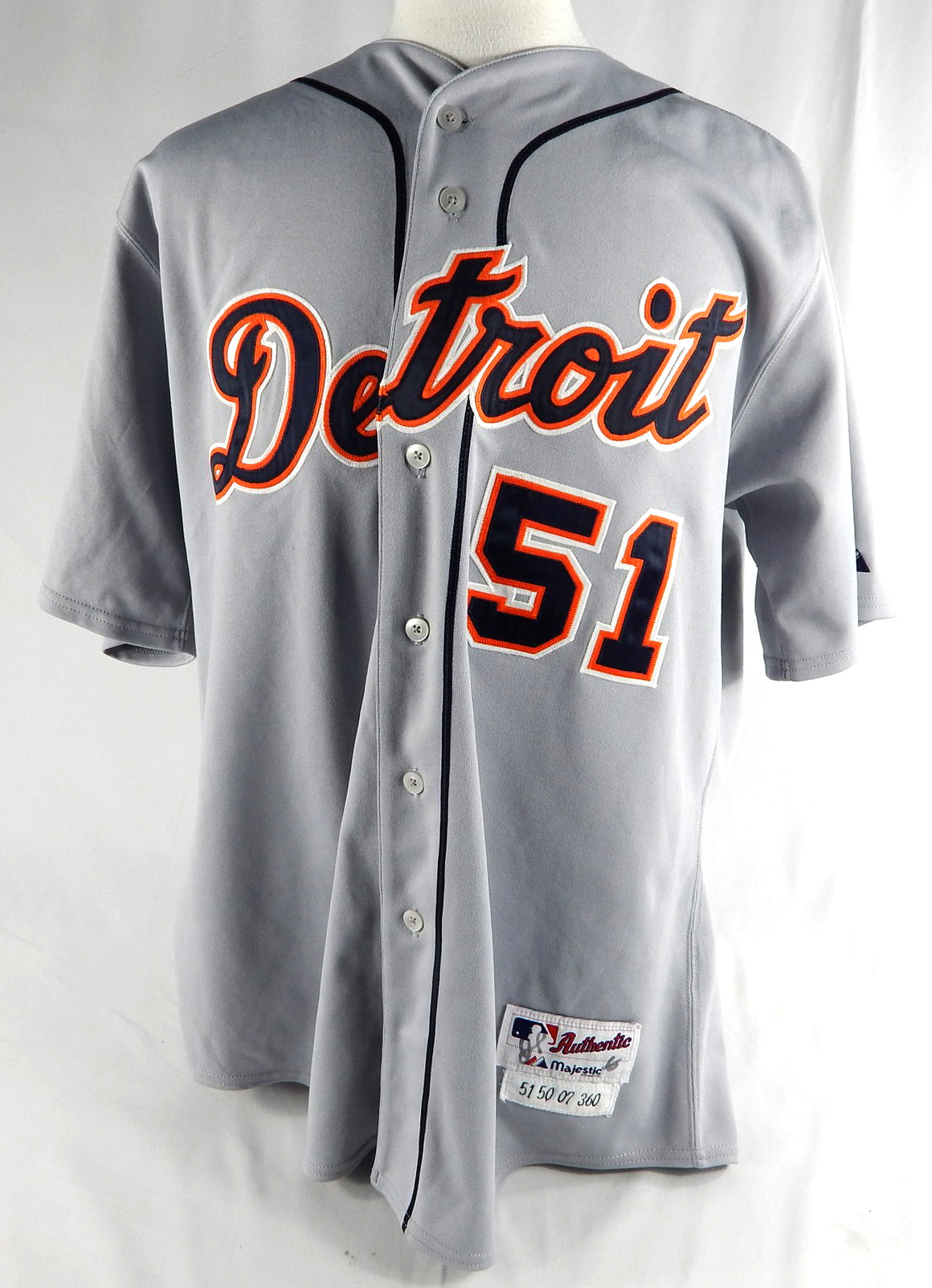 2007 Detroit Tigers Jacque Jones #51 Game Used Grey Jersey 50 613
