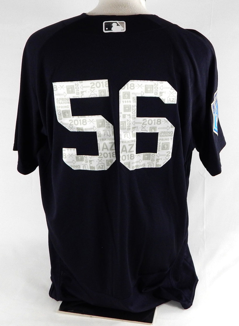 2017 New York Yankees #56 Game Used Navy Jersey Spring Training Patch 48 677 Pic2