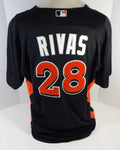 2012-13 Miami Marlins Amaury Rivas #28 Game Used Black Jersey BP ST 48 79