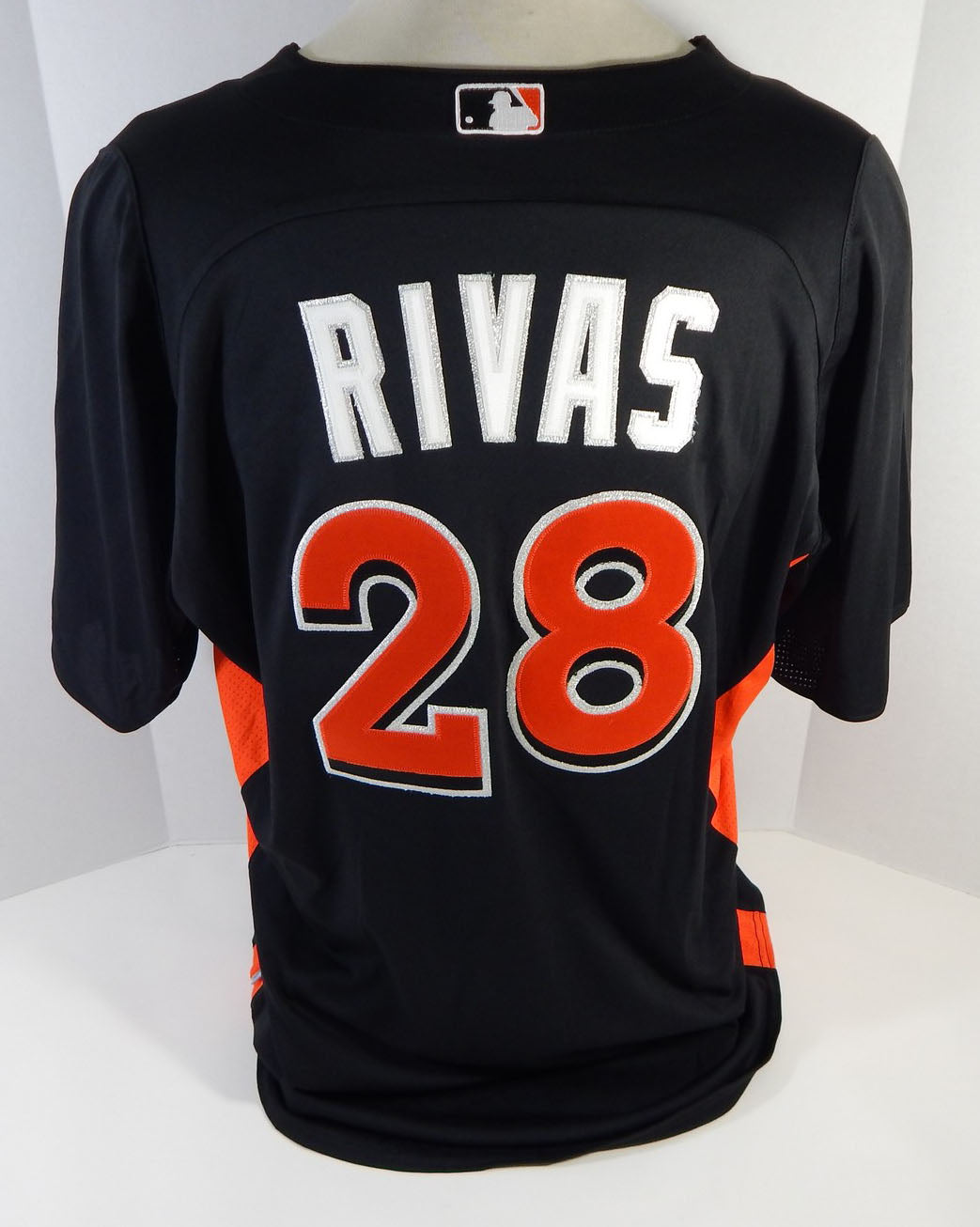 2012-13 Miami Marlins Amaury Rivas #28 Game Used Black Jersey BP ST 48 79