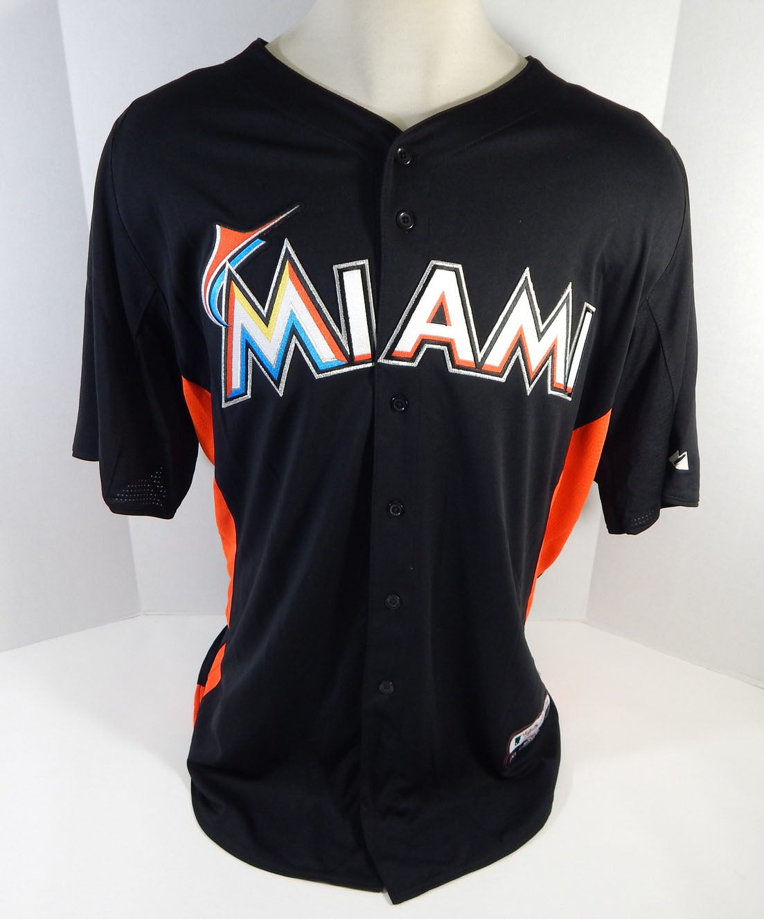 2012-13 Miami Marlins Amaury Rivas #28 Game Used Black Jersey BP ST 48 79 Pic2