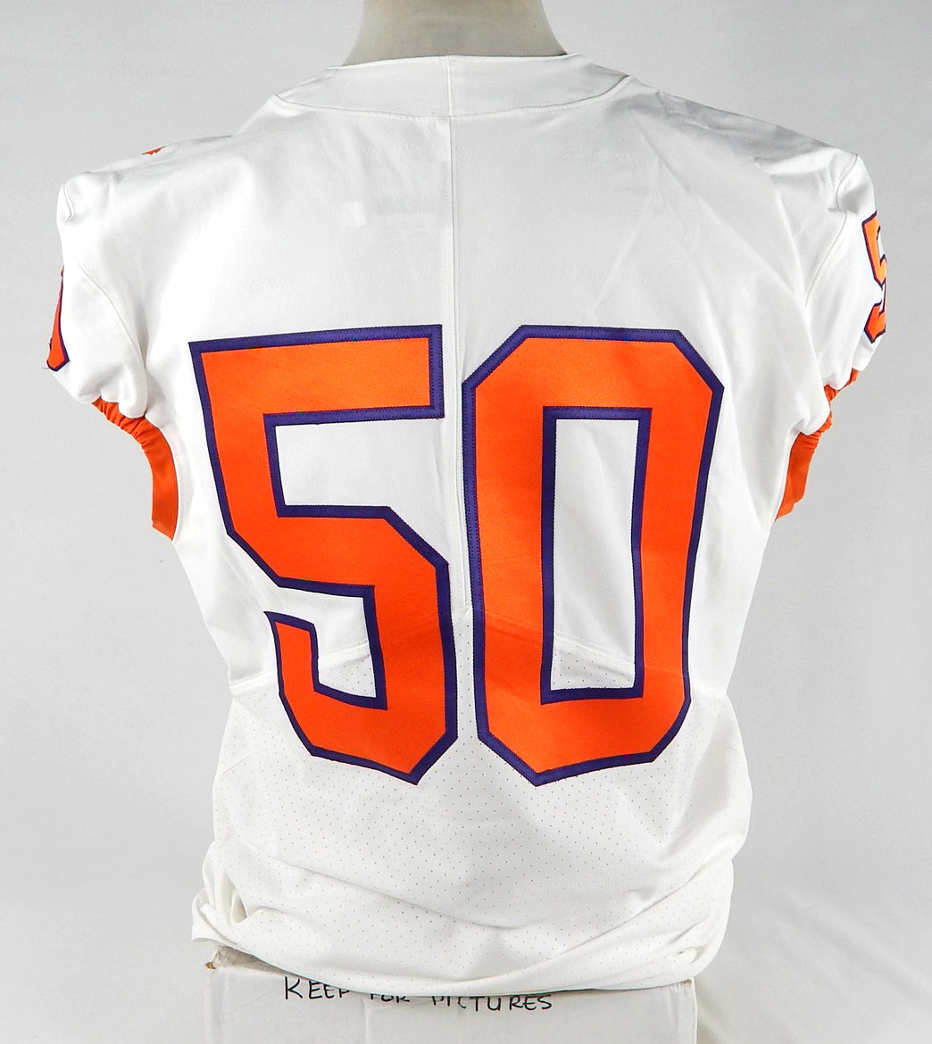 2018-22 Clemson Tigers #50 Game Used White Jersey NP Rem 46 773 Pic2