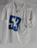 2019 Detroit Lions Malik Carney #53 Game Issued White Practice Jersey 48 241
