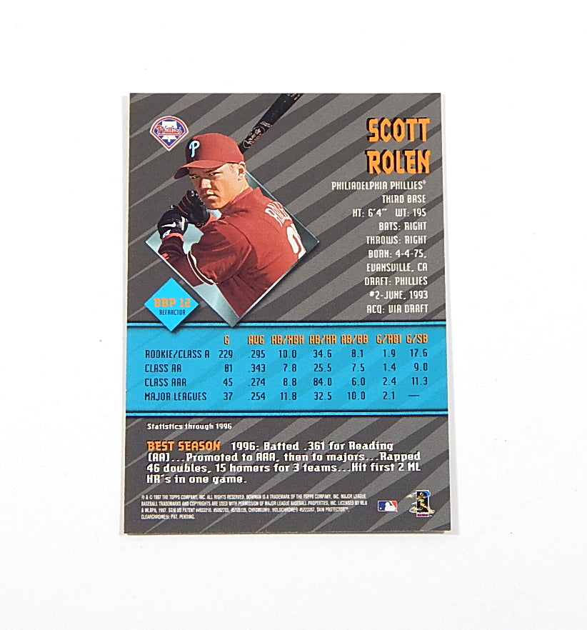 1997 Bowman's Best Preview Refractor Scott Rolen #BBP12 Pic2