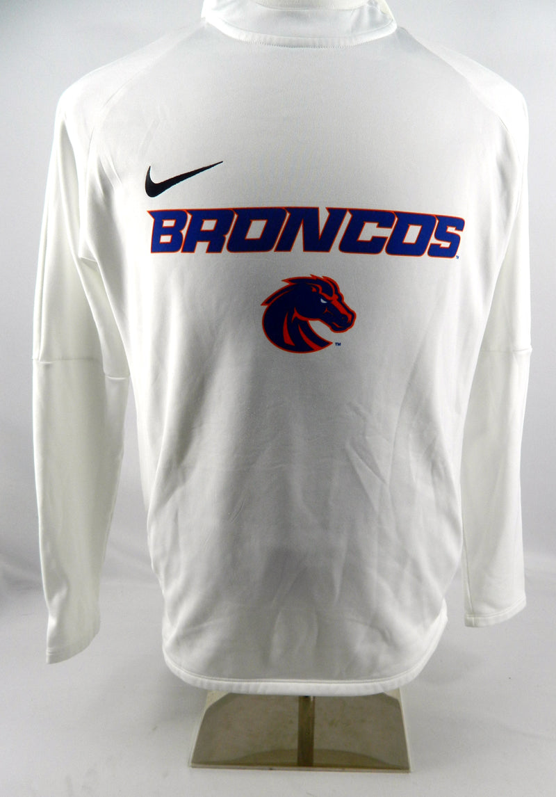 2018-19 Boise State Broncos Team Used White Nike Sweatshirt Size L
