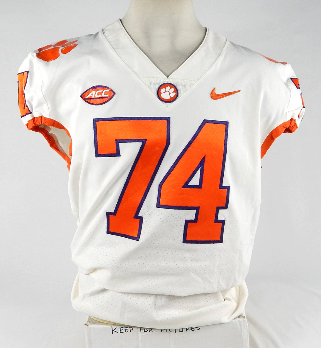 2018-22 Clemson Tigers #74 Game Used White Jersey NP Rem 46 779