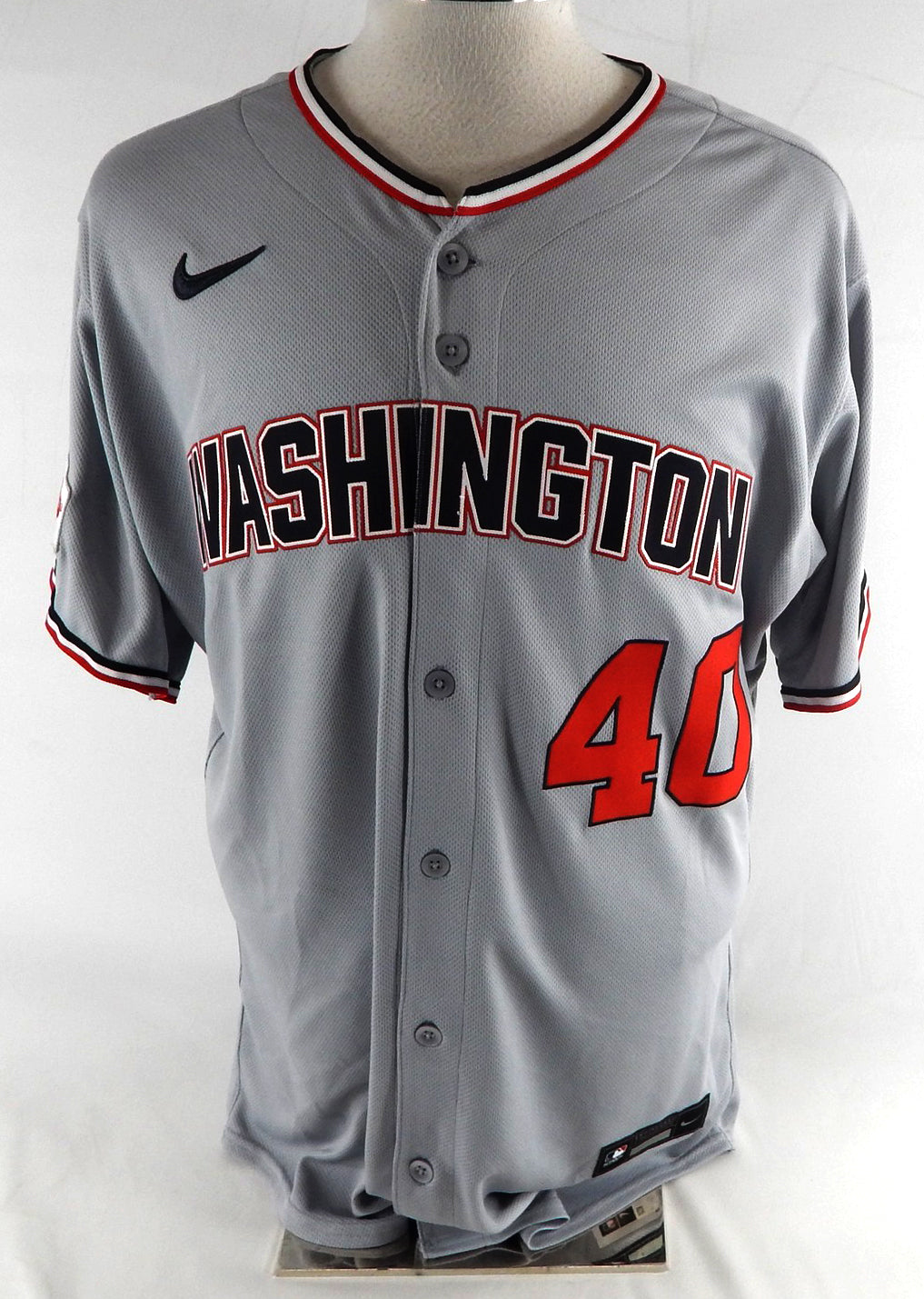 2025 Washington Nationals Josiah Gray #40 Game Issued Grey Jersey 46 276