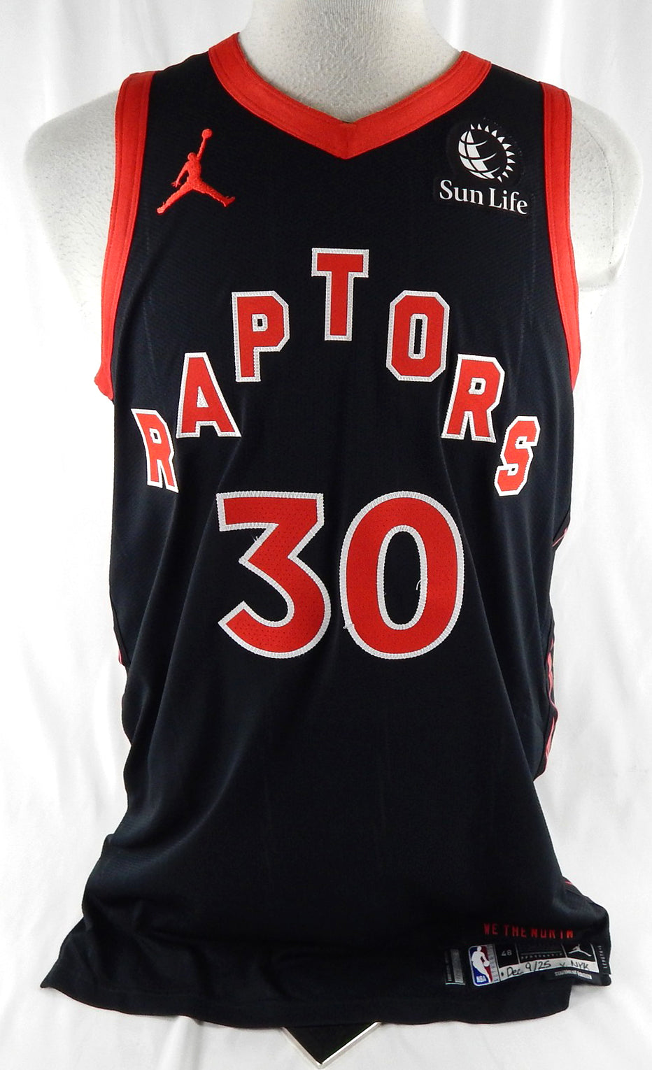2025-26 Toronto Raptors Ochai Agbaji #30 Game Used Black Jersey Statement 3 pt
