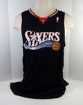 2007-08 Philadelphia 76ers Blank Game Issued Black Jersey 50 + 4 L 47