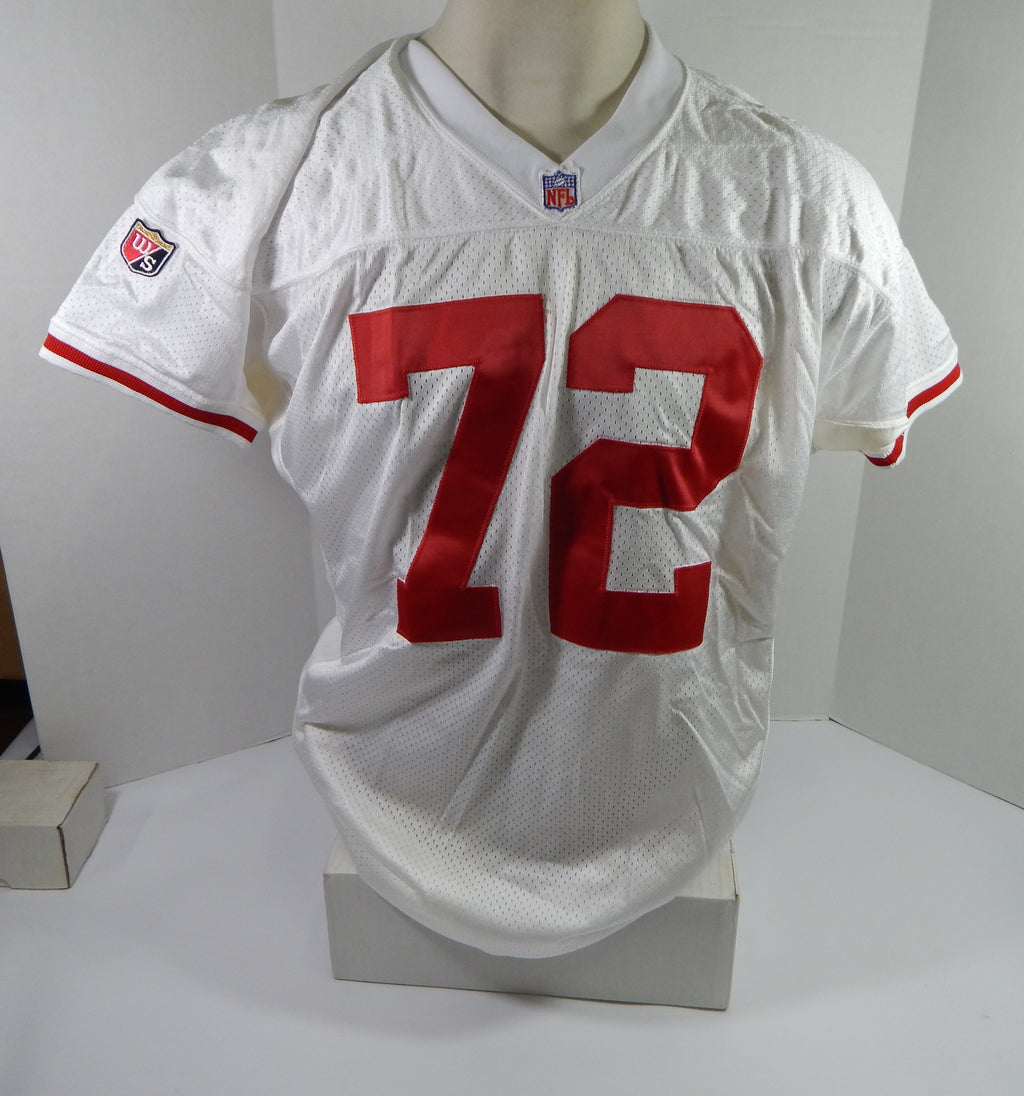 1995 San Francisco 49ers Oliver Barnett #72 Game Issued White Jersey 50 DP34397