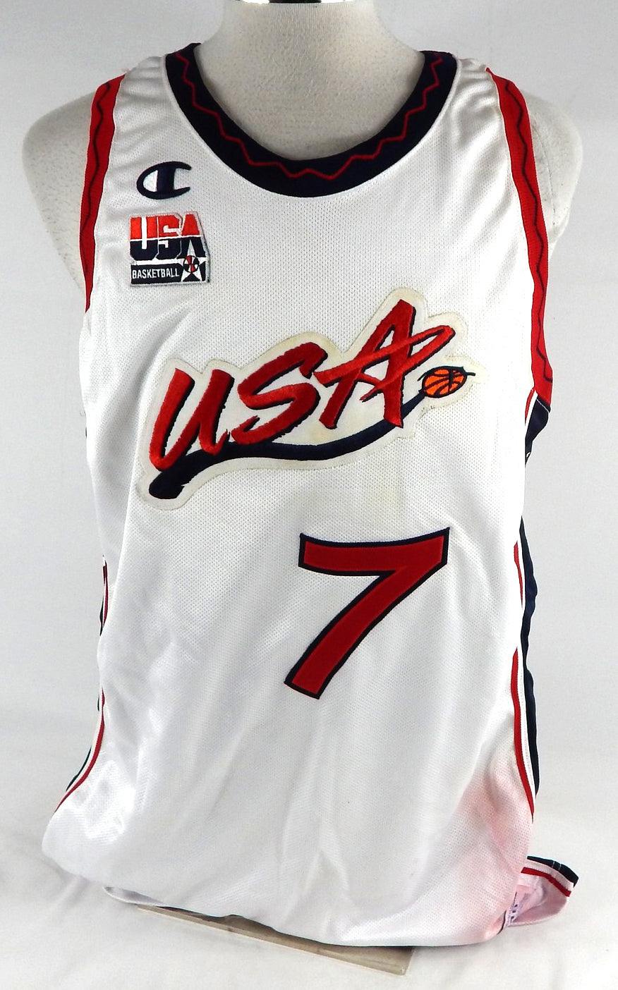 1998-99 Team USA Basketball #7 Game Issued White Jersey 48 057