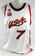 1998-99 Team USA Basketball #7 Game Issued White Jersey 48 057