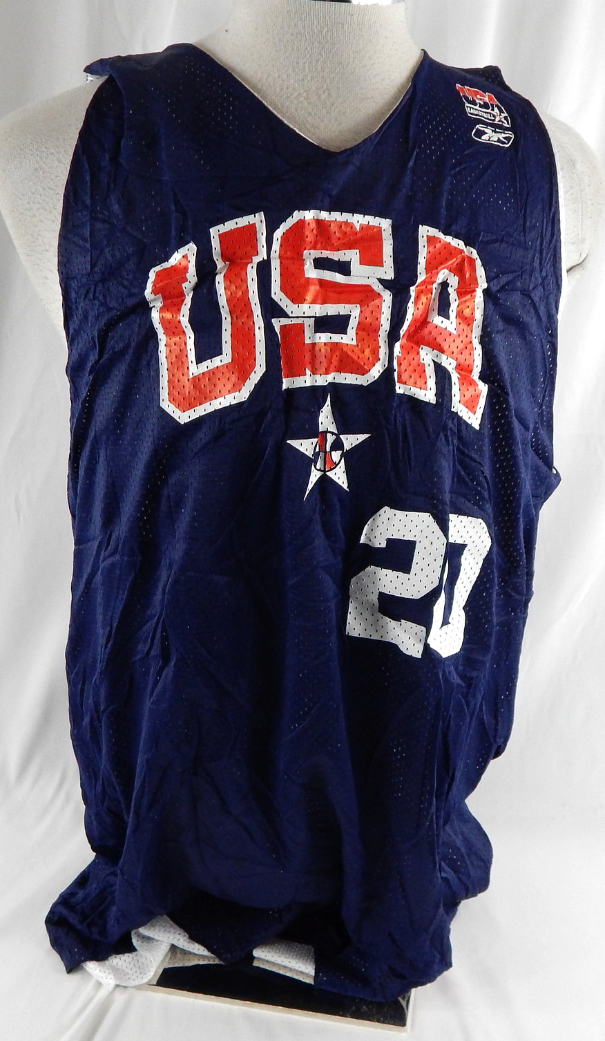 2002-04 Team USA Basketball #20 Game Issued Navy Practice Jersey XL 058