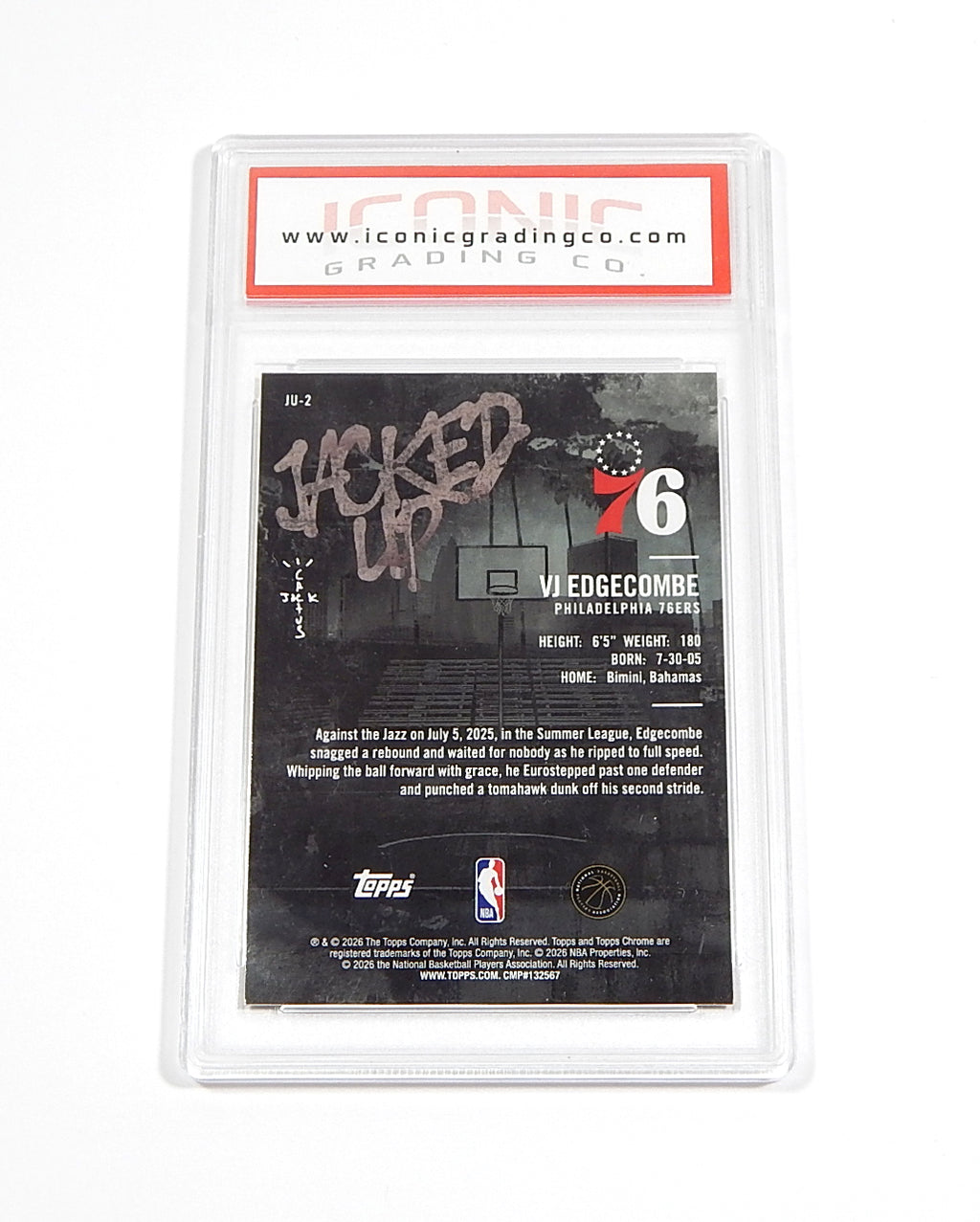 2025-26 Topps x Cactus Jack Jacked Up VJ Edgecombe RC #JU-2 IGC 10 Pic2