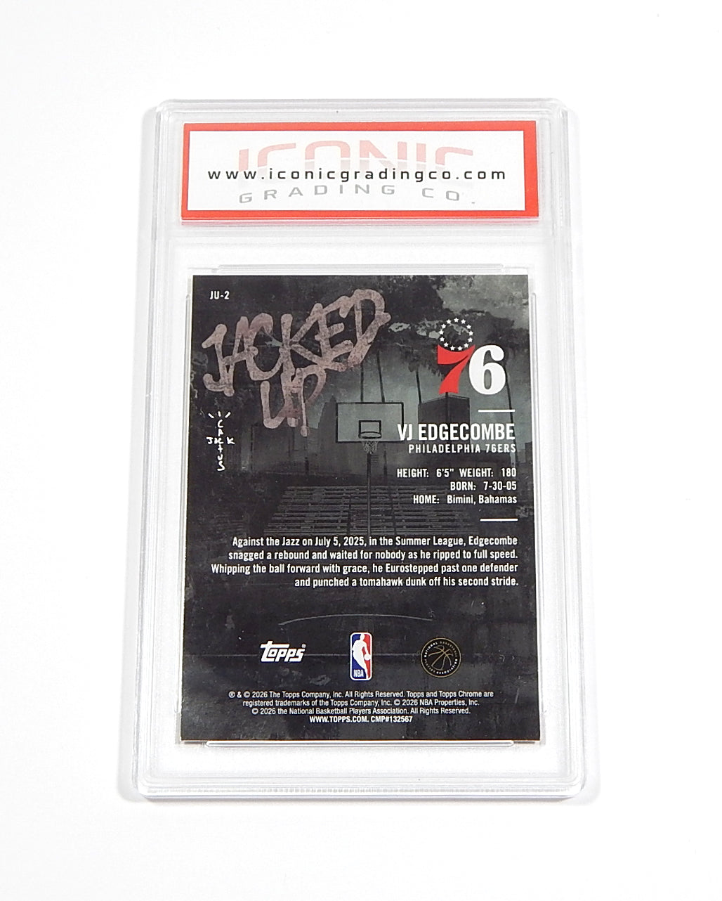 2025-26 Topps x Cactus Jack Jacked Up VJ Edgecombe RC #JU-2 IGC 10 Pic2