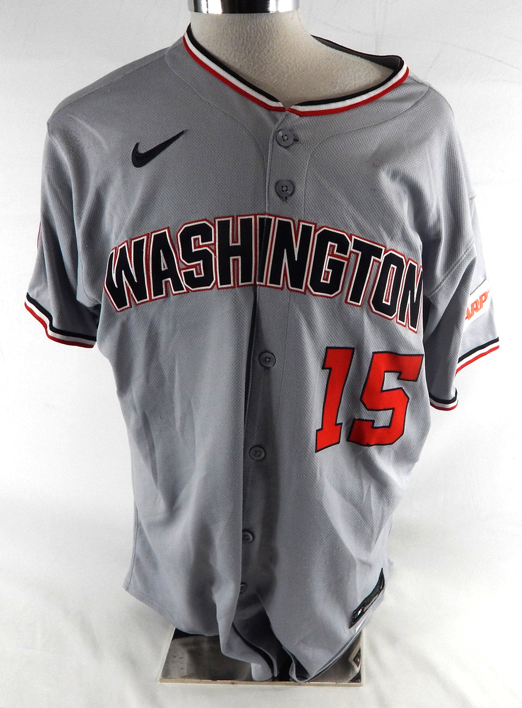 2025 Washington Nationals Riley Adams #15 Game Issued Pos Used Grey Jersey 48 87