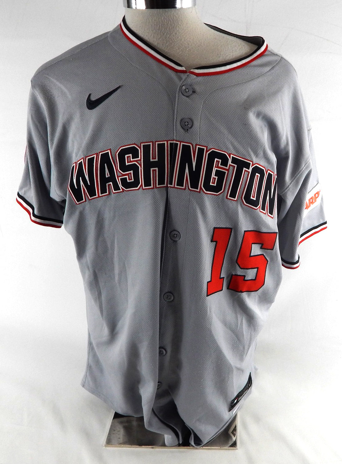 2025 Washington Nationals Riley Adams #15 Game Issued Pos Used Grey Jersey 48 87