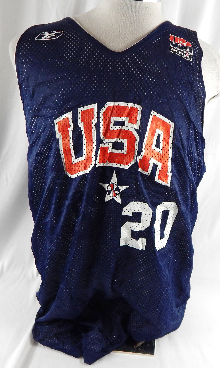 2002-04 Team USA Basketball #20 Game Issued Navy Practice Jersey XL 060