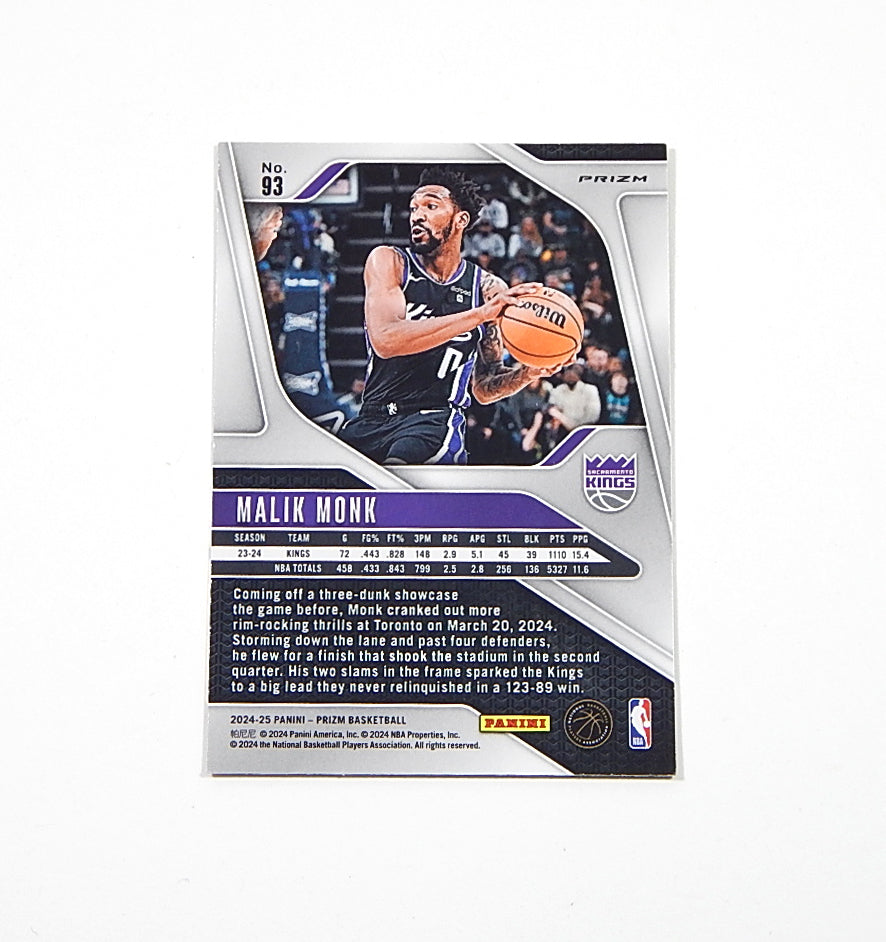 2024-25 Panini Prizm Snakeskin Prizm Malik Monk SSP #93 Pic2