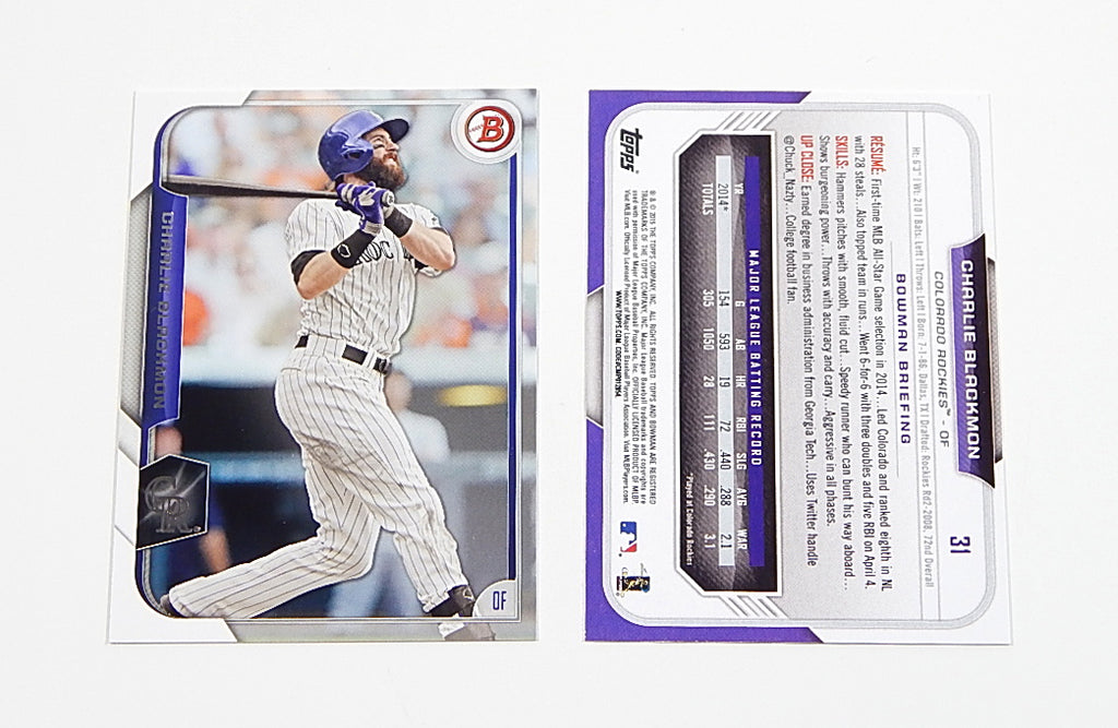 Lot of (65) 2015 Bowman Charlie Blackmon #31 Pic2