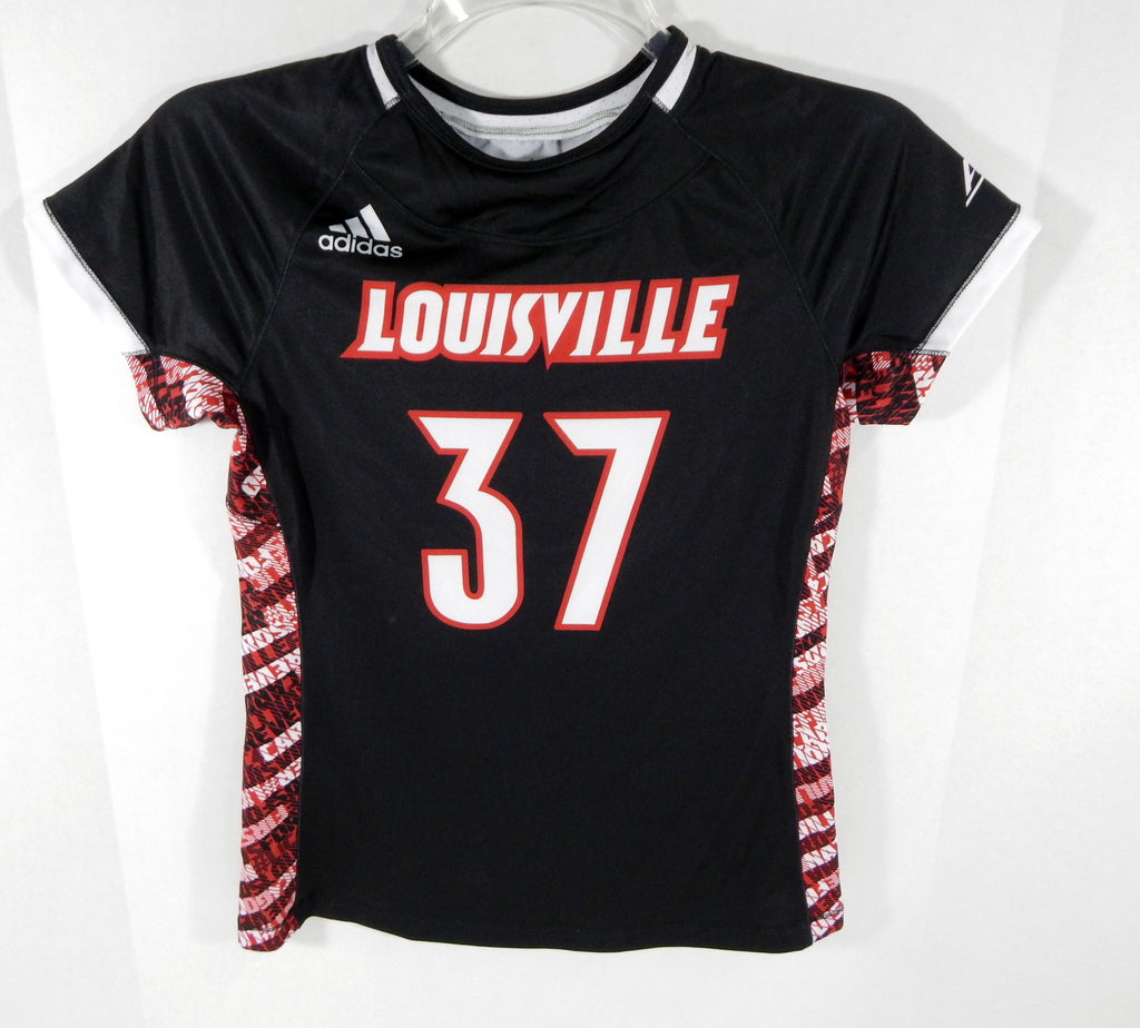 Womens Uni of Louisville Cardinals #37 Game Used Black Jersey Lacrosse M DP03665