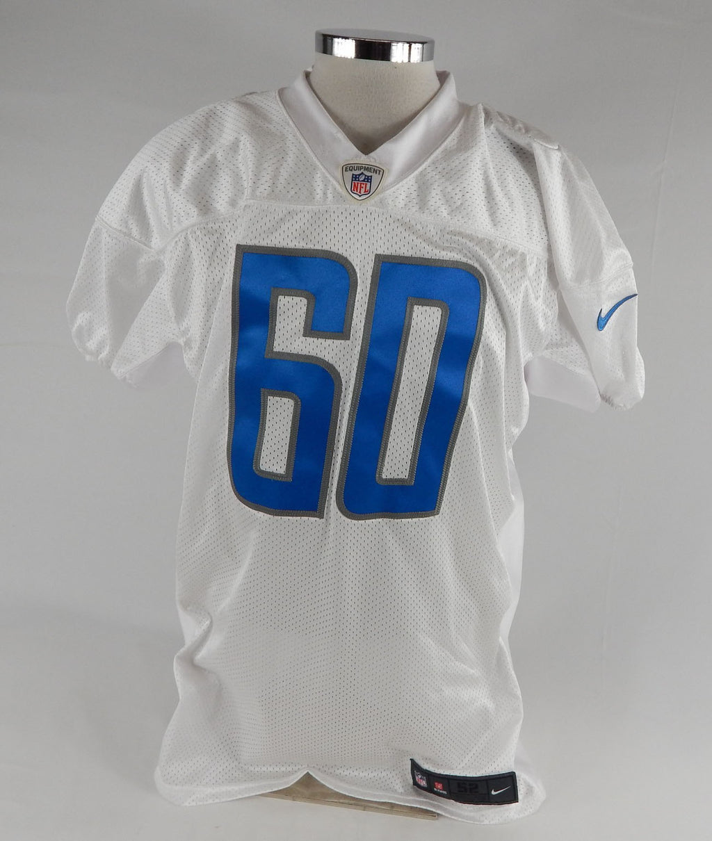 Detroit Lions #60 Game Issued White Practice Jersey Covid Tracker 52 256