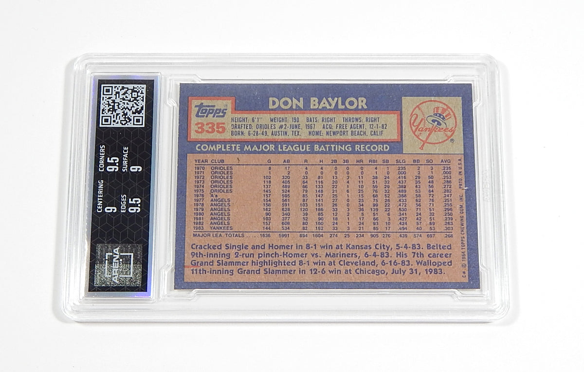 1984 Topps Don Baylor #335 Yankees ACG 9.5 Pic2