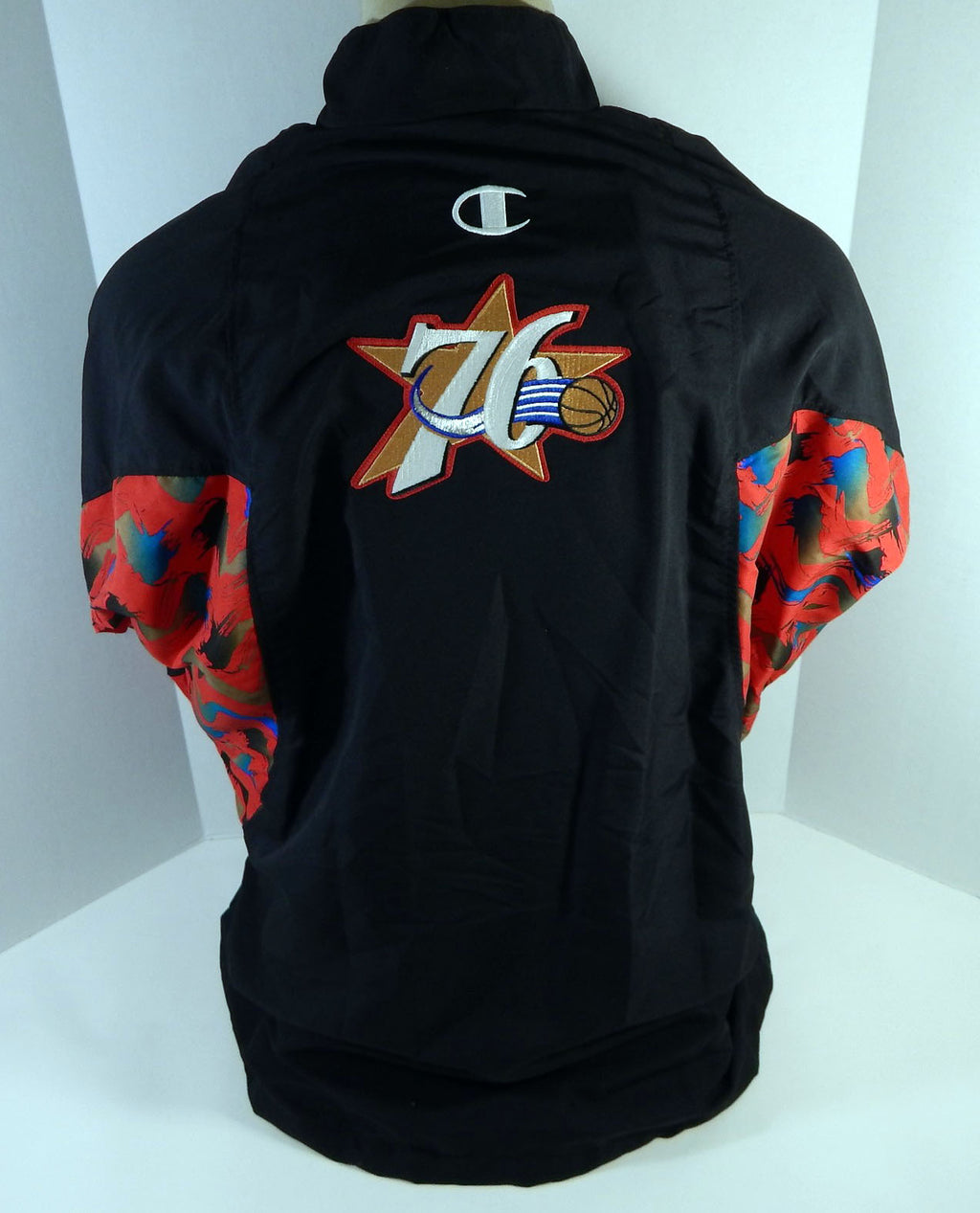 1997-98 Philadelphia 76ers Game Issued Black Warm Up Jacket 48 DP16234 Pic2