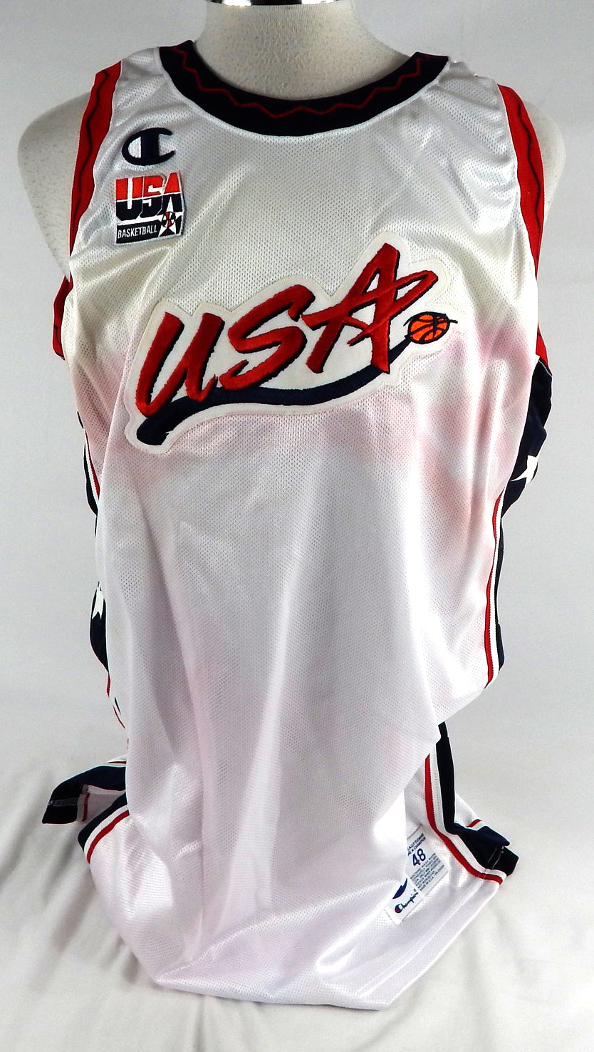 1996-97 Team USA Basketball Blank Game Issued White Jersey 48 065
