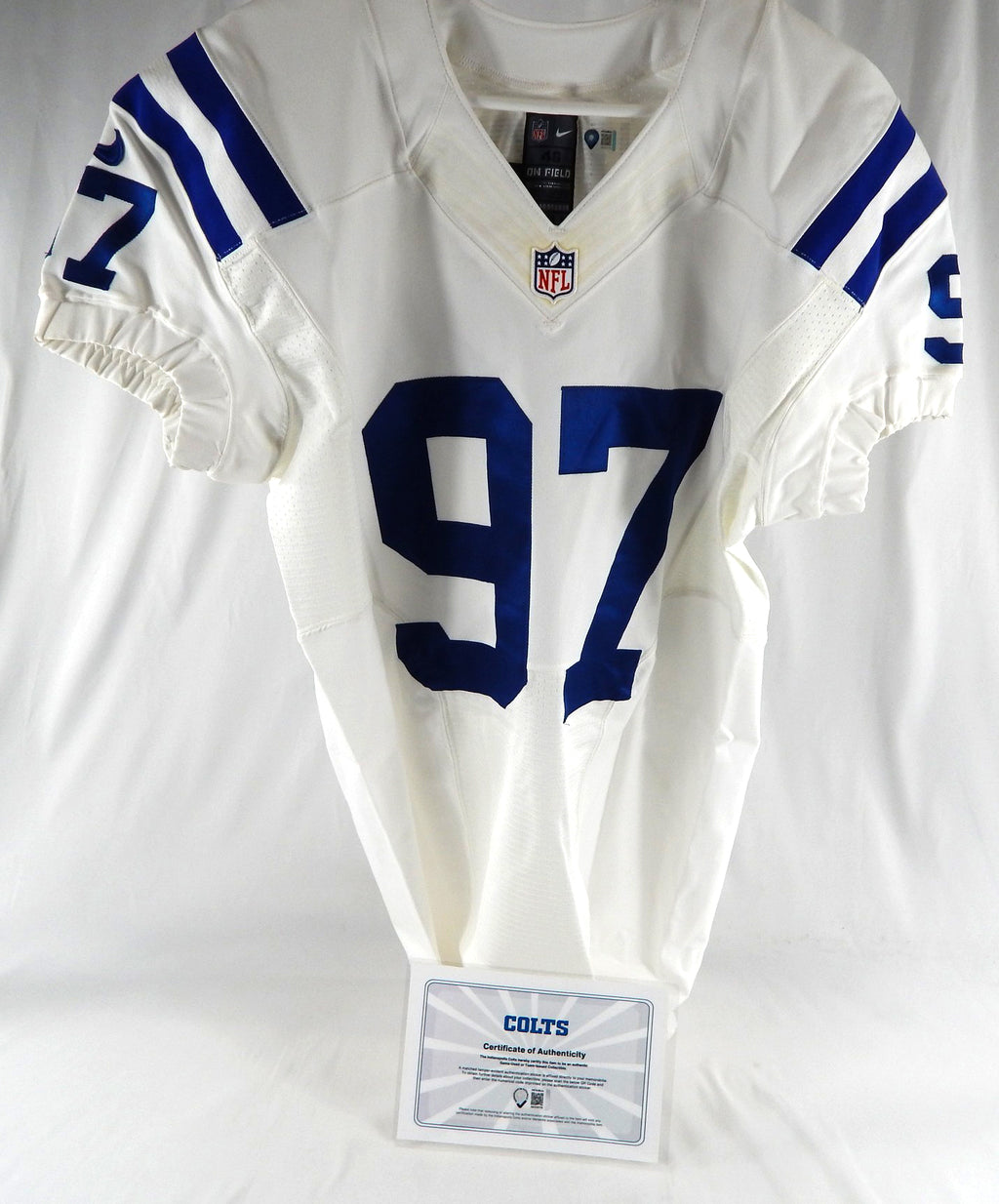 2013 Indianapolis Colts Anthony Johnson #97 Game Issued Pos Used White Jersey 3