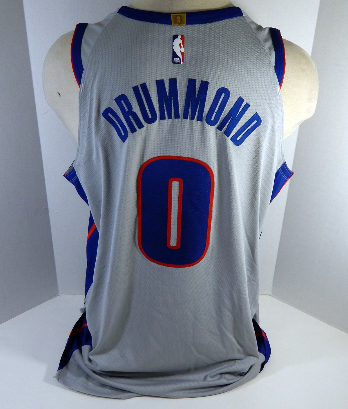 2019-20 Detroit Pistons Andre Drummond #0 Game Issued Grey Jersey State Stern 9