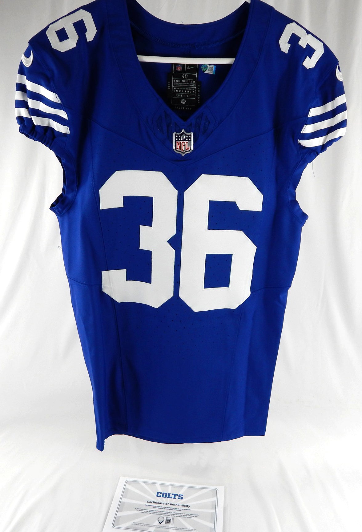 2023 Indianapolis Colts Josh Jones #36 Game Issued White Jersey 40 915